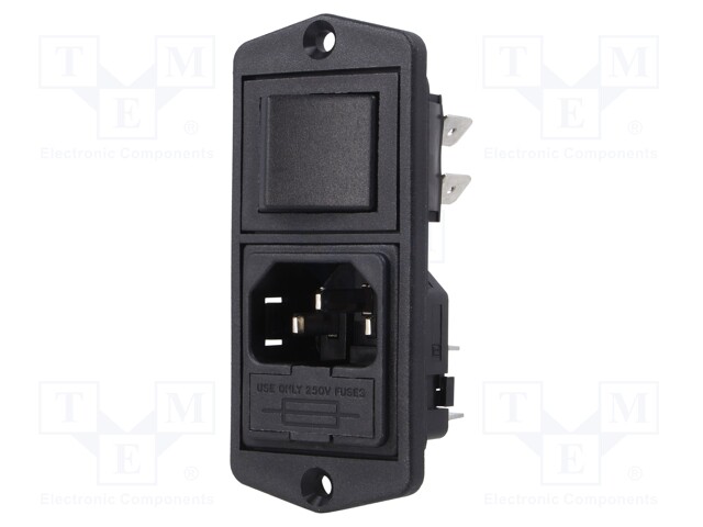 Connector: AC supply; socket; male; 10A; 250VAC; IEC 60320; UL94V-0