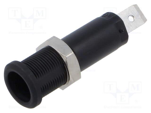 Connector: 4mm banana; socket; 10A; 5kV; black; on panel,screw