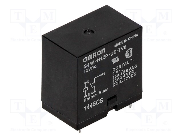 Relay: electromagnetic; SPST-NO; Ucoil: 12VDC; Icontacts max: 15A