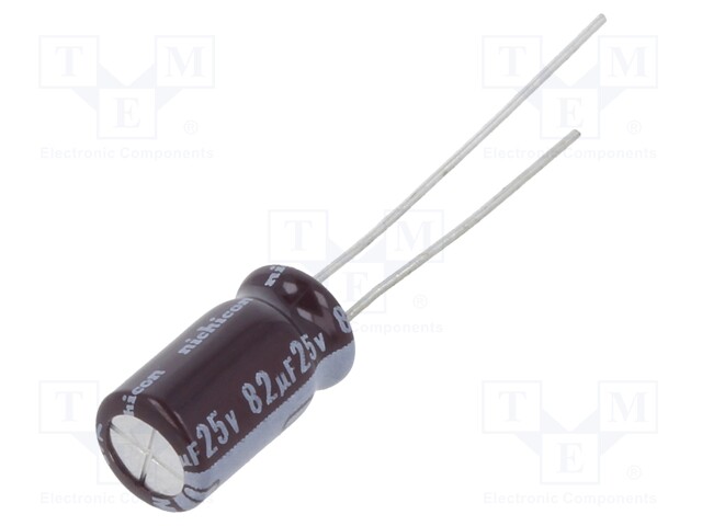 Capacitor: electrolytic; low impedance; THT; 82uF; 25VDC; ±20%