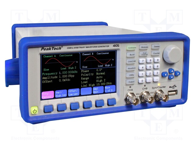 Generator: arbitrary, function; TFT 4,3"; Channels: 2; 4096pts