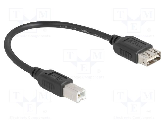 Cable; USB 2.0; USB A double sided socket,USB B plug; 0.2m