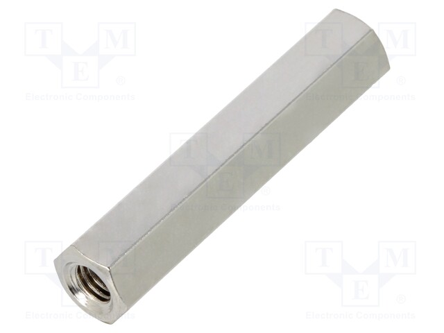 Screwed spacer sleeve; Int.thread: M5; 40mm; hexagonal; brass