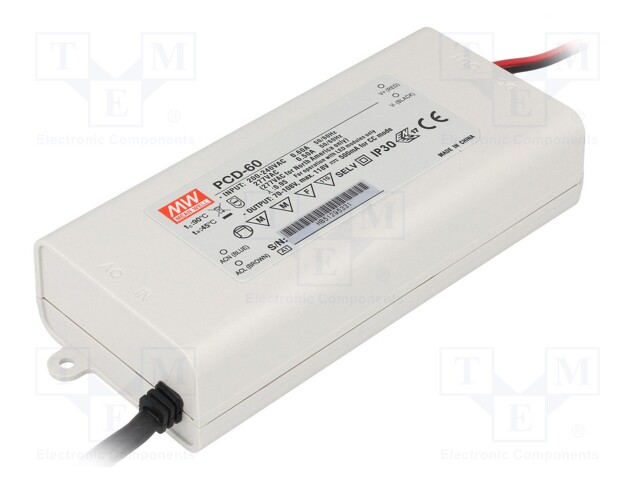 Power supply: switched-mode; LED; 60.2W; 50÷86VDC; 700mA; IP42