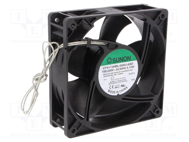 Fan: EC; axial; 230VAC; 120x120x38mm; 185.19m3/h; 44.9dBA; 3500rpm