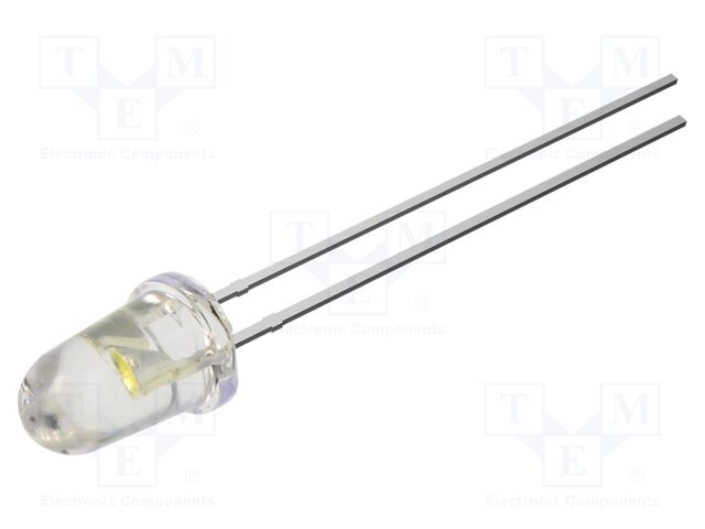 LED; white; 5mm; 120000mcd; 8°; Front: convex; 2.7VDC; No.of term: 2