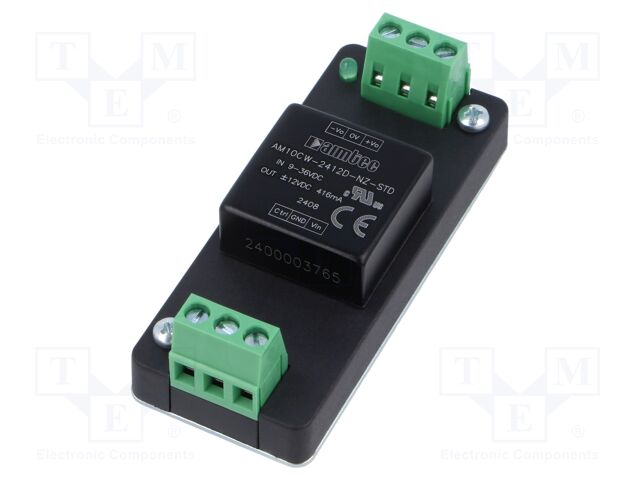 Converter: DC/DC; 10W; Uin: 9÷36V; Uout: -12VDC; Uout2: 12VDC; 1"x1"