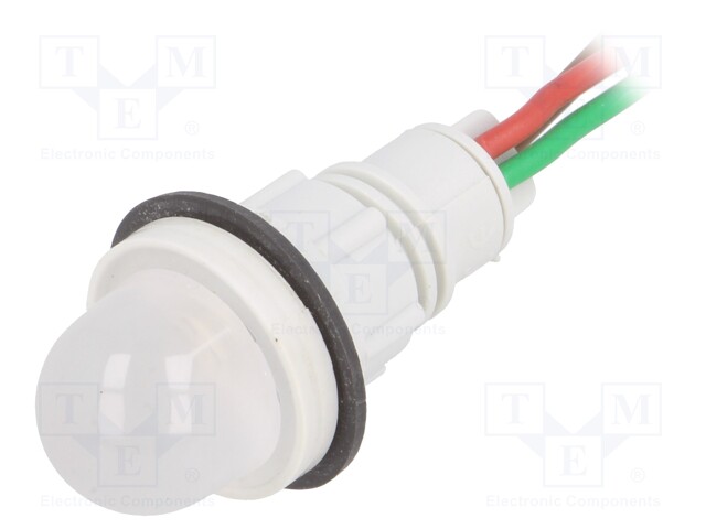 Indicator: LED; prominent; 24VDC; 24VAC; Cutout: Ø13mm; 300mm leads