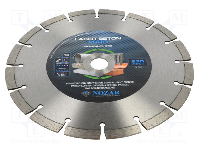 Cutting diamond wheel; Ø: 230mm; Øhole: 22.23mm