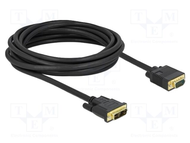 Cable; DVI-A (12+5) plug,VGA male; single link; Len: 5m; black