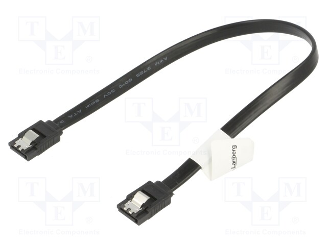 Cable: SATA; SATA plug,both sides; 0.3m; black; Core: Cu; 26AWG