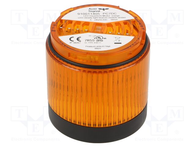 Lighting; orange; LED; 24VDC; 24VAC; IP66; Ø70x76mm; -30÷70°C