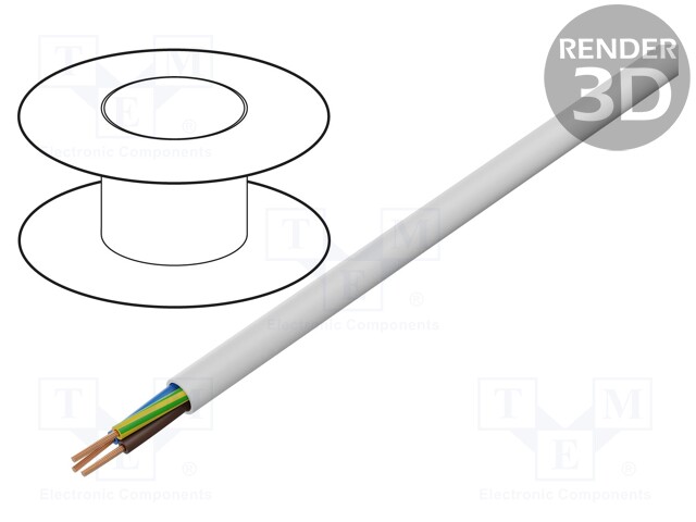 Wire; OMY; round; stranded; Cu; 3x1mm2; PVC; white; 300V; Class: 5