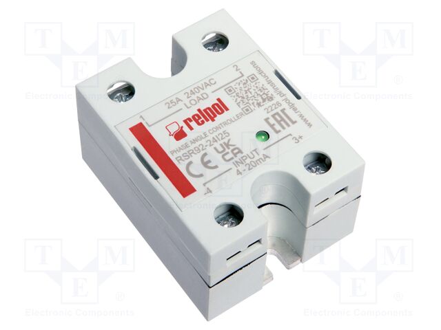 Relay: solid state; Icntrl: 4÷20mA; 80A; 176÷280VAC; RSR92; 1-phase