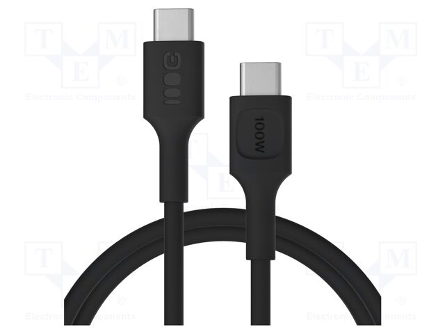 Cable; USB C plug,both sides; 1.2m; black; PVC; 480bps; 100W