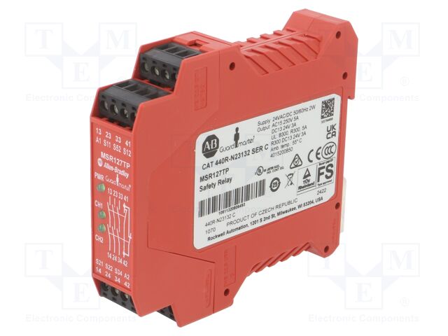 Module: safety relay; 24VAC; 24VDC; IN: 3; OUT: 3; MSR; -5÷55°C; IP40