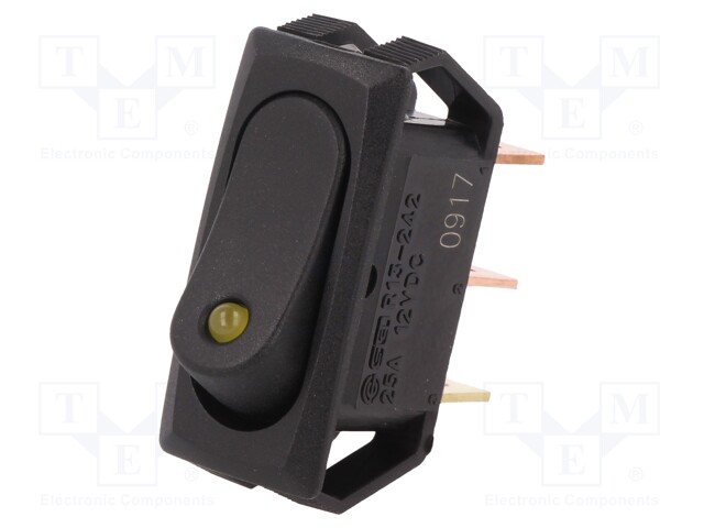 ROCKER; SPST; Pos: 2; OFF-ON; 25A/12VDC; black; LED 12VDC,point