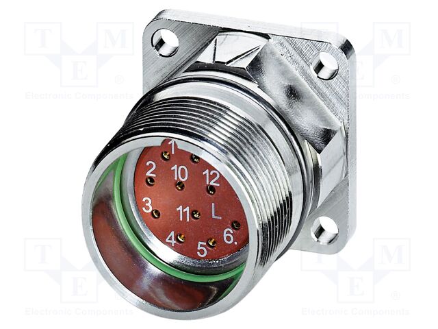 Circular Connector, RF Series, Flange Mount Receptacle, 12 Contacts
