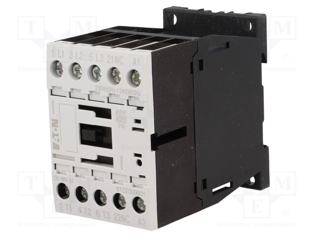 Contactor: 3-pole; NO x3; Auxiliary contacts: NC; 230VAC; 9A; DILM9