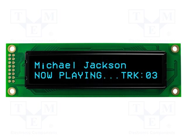 Display: OLED; 20x2; Dim: 116x37x9.8mm; 2x8; -40÷80°C; Illumin: none