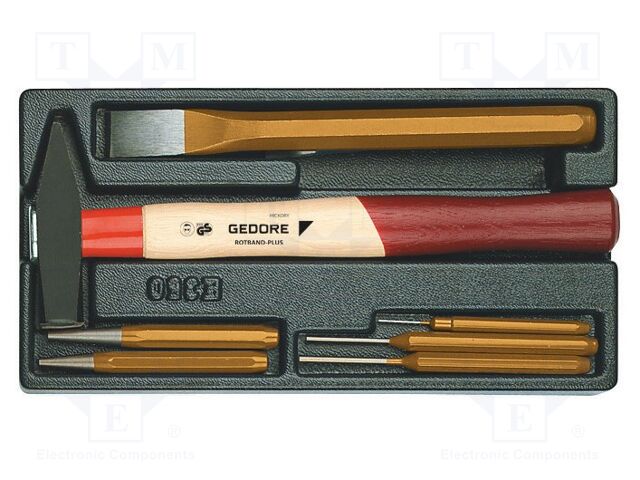 Kit: chisels; in a plastic tray; Kit: hammer