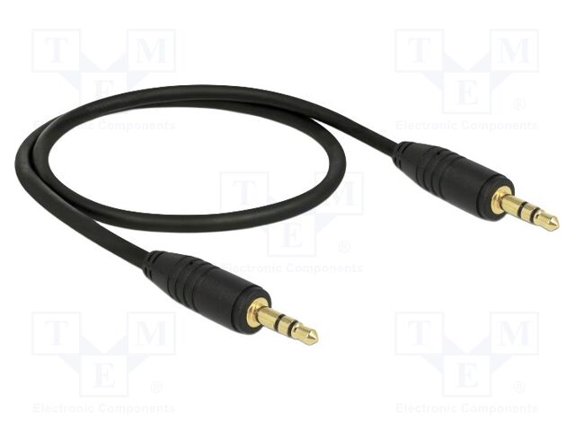 Cable; Jack 3.5mm 3pin plug,both sides; 0.5m; black; 24AWG