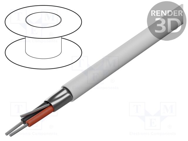 Wire; 1x2x22AWG; shielded,Al-PET foil; PVC; white; 300V; 152m