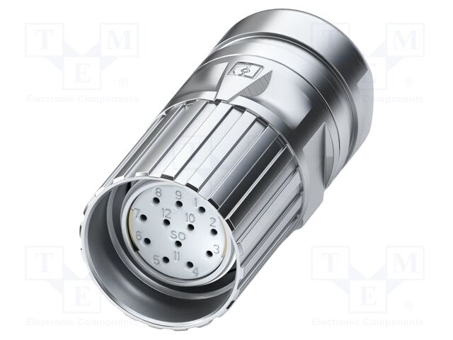 Connector: M23; plug; PIN: 12; crimped; straight; IP67; 8A; 74V