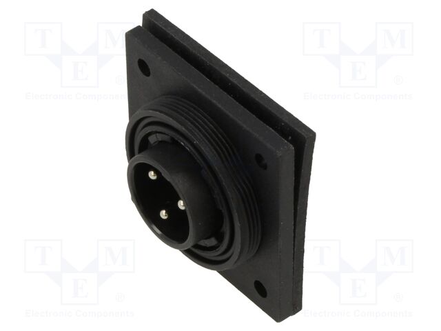 Connector: circular; socket; male; PIN: 3; 12A; 277V; low profile