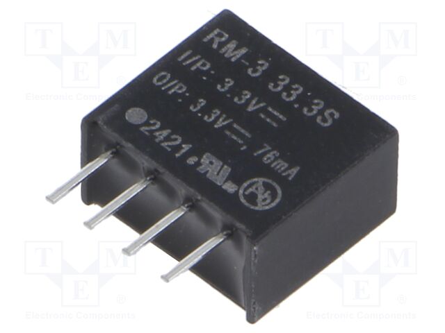 Converter: DC/DC; 0.25W; Uin: 2.97÷3.63V; Uout: 3.3VDC; Iout: 75mA