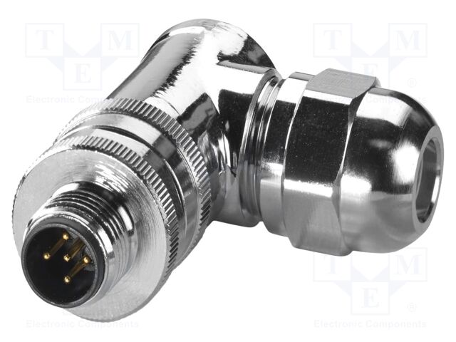Connector: M12; plug; PIN: 5; 48V; angled; IP67; screw terminal; 4A