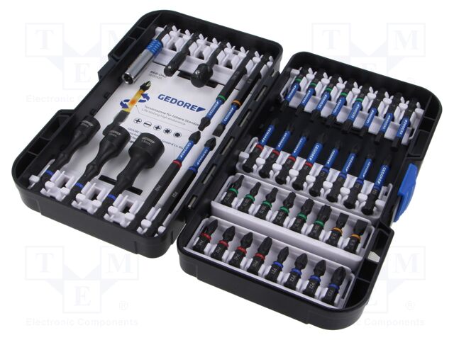 Kit: screwdriver bits; hex key,Phillips,Pozidriv®,slot,Torx®