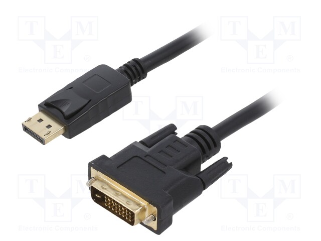 Cable; DisplayPort plug,DVI-D (24+1) plug; 1m; black