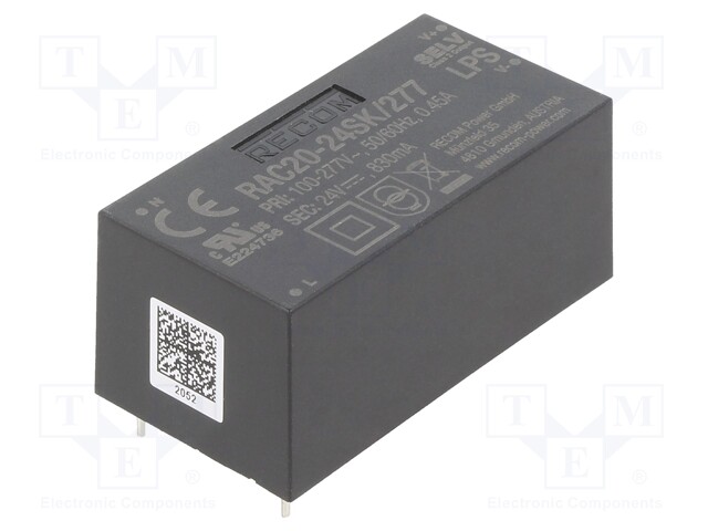Converter: AC/DC; 20W; 85÷305VAC; Usup: 120÷430VDC; Uout: 24VDC