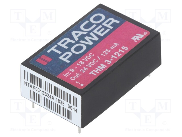 Converter: DC/DC; 3W; Uin: 9÷18V; 24VDC; Iout: 125mA; DIP24; 14g