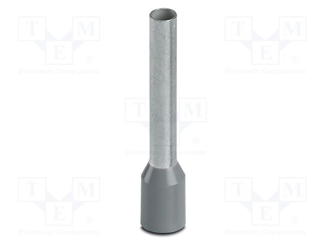 Tip: bootlace ferrule; insulated; copper; 4mm2; Bit len: 18mm; grey