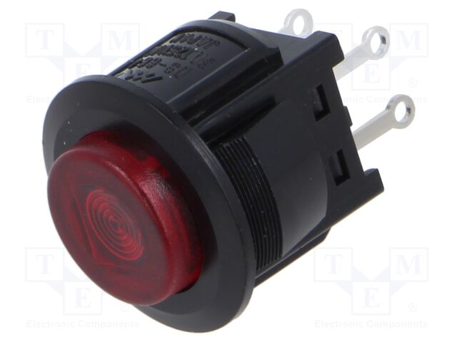 Switch: push-button; Pos: 2; SPST-NO; 3A/125VAC; OFF-(ON); red; 1kV