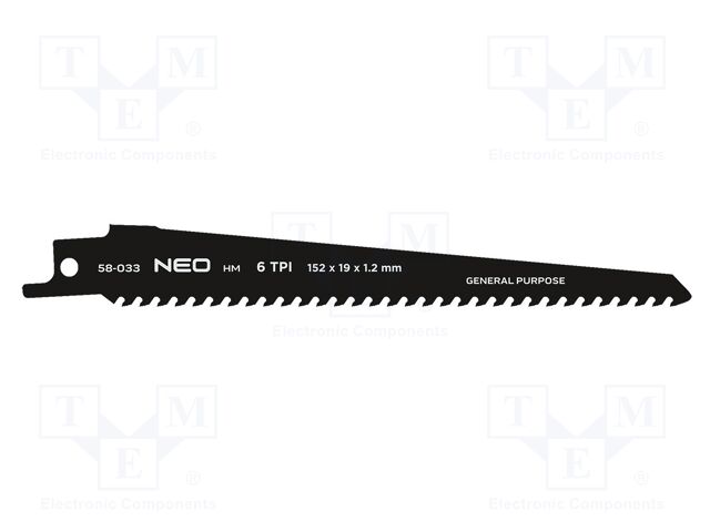 Reciprocating saw,universal; 6teeth/inch; 152mm