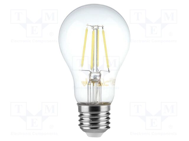 LED lamp; white warm; E27; 220÷240VAC; 600lm; P: 6W; 300°; 3000K