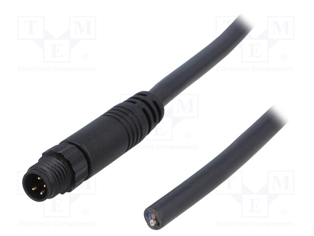 Connector: M8; 2m; male; PIN: 4; straight; plug; 3A; 30V; IP67
