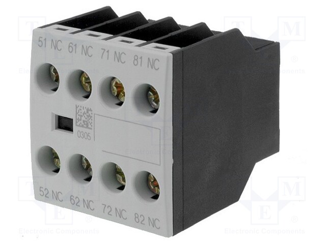 Auxiliary contacts; Leads: screw terminals; Mounting: front