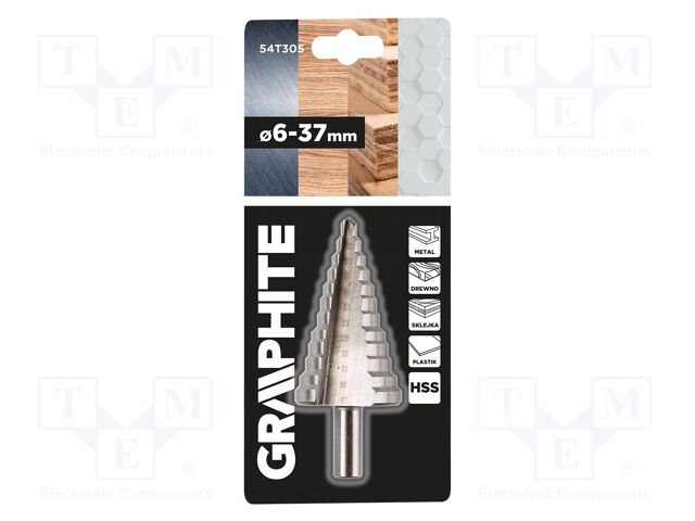 Drill bit; step,conical,multistep; Ø: 6÷37mm