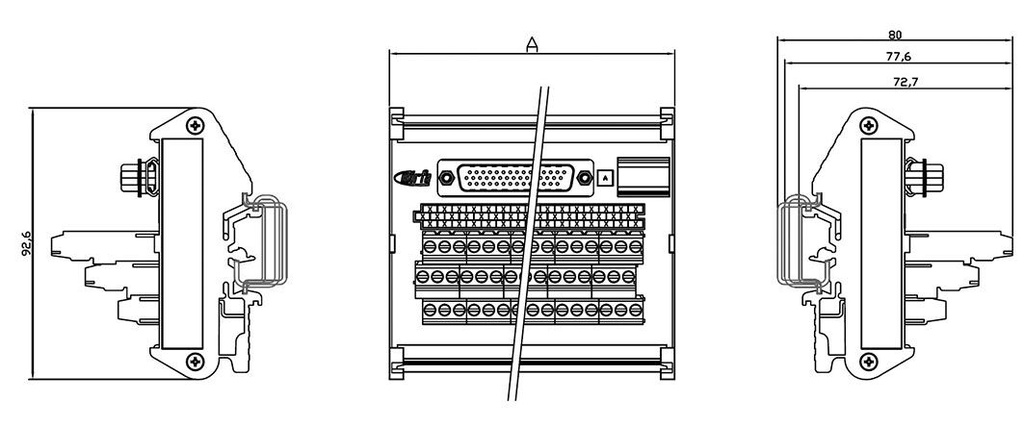 Transition module; Temp: -20÷60°C; W: 122mm; D: 80mm; H: 92.6mm; 1A
