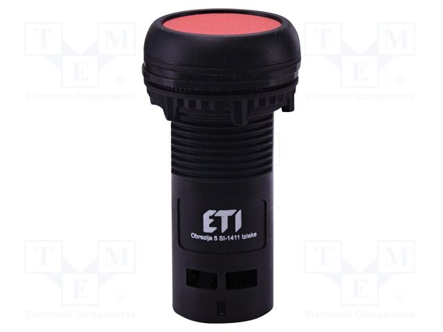 Switch: push-button; 22mm; NC; red; IP65; flat; E; Pos: 2; Ø22.5mm