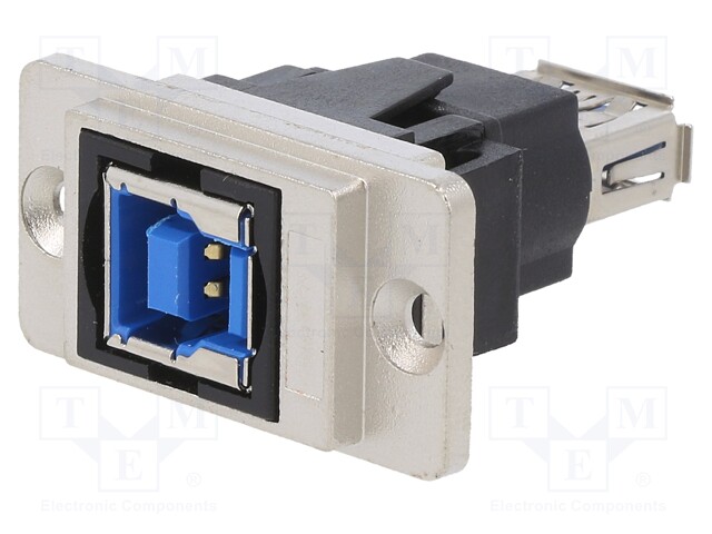 Coupler; USB A socket,USB B socket; DUALSLIM; USB 3.0; metal