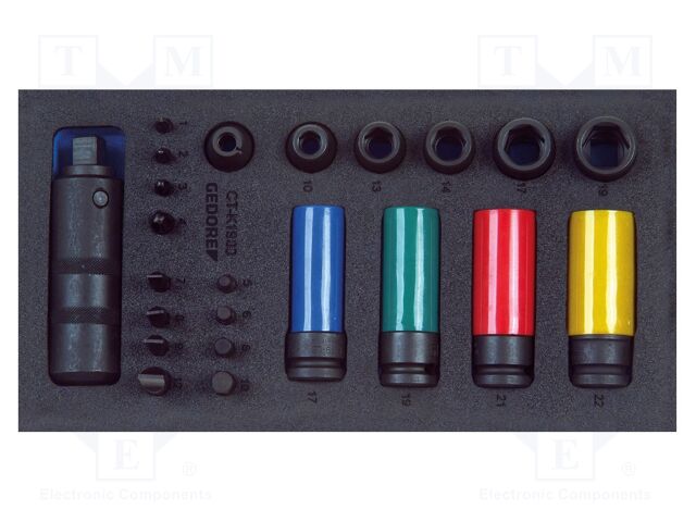 Wrench-set; socket spanner,impact; hex key,Phillips,slot; 1/2"