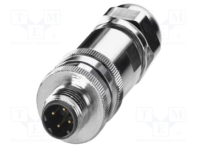 Connector: M12; plug; PIN: 4; 48V; straight; IP67; screw terminal