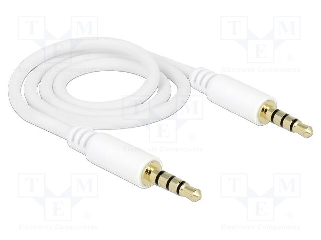 Cable; Jack 3,5mm 4pin plug,both sides; 0.5m; white; 24AWG