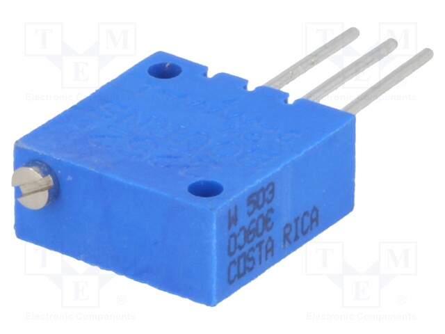 Potentiometer: mounting; vertical,multiturn; 50kΩ; 0.75W; ±10%