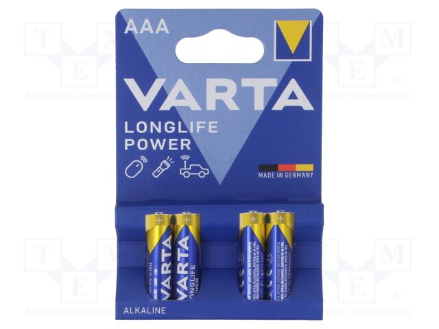 Battery: alkaline; AAA,R3; 1.5V; non-rechargeable; 4pcs.